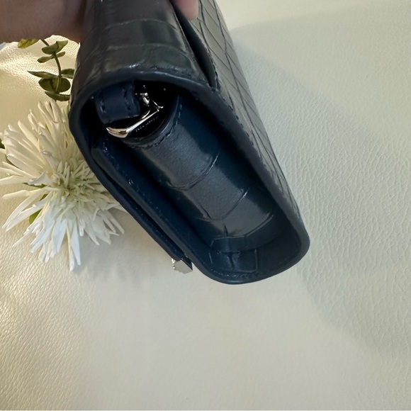 NWT Michael Michael Kors Croco Embossed Silver Hardware Mona Large E/W Clutch - Picture 13 of 16